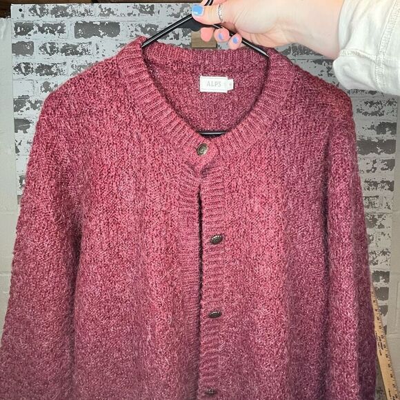 Alps | woman’s vintage cotton mohair blend button down sweater - Picture 1 of 11